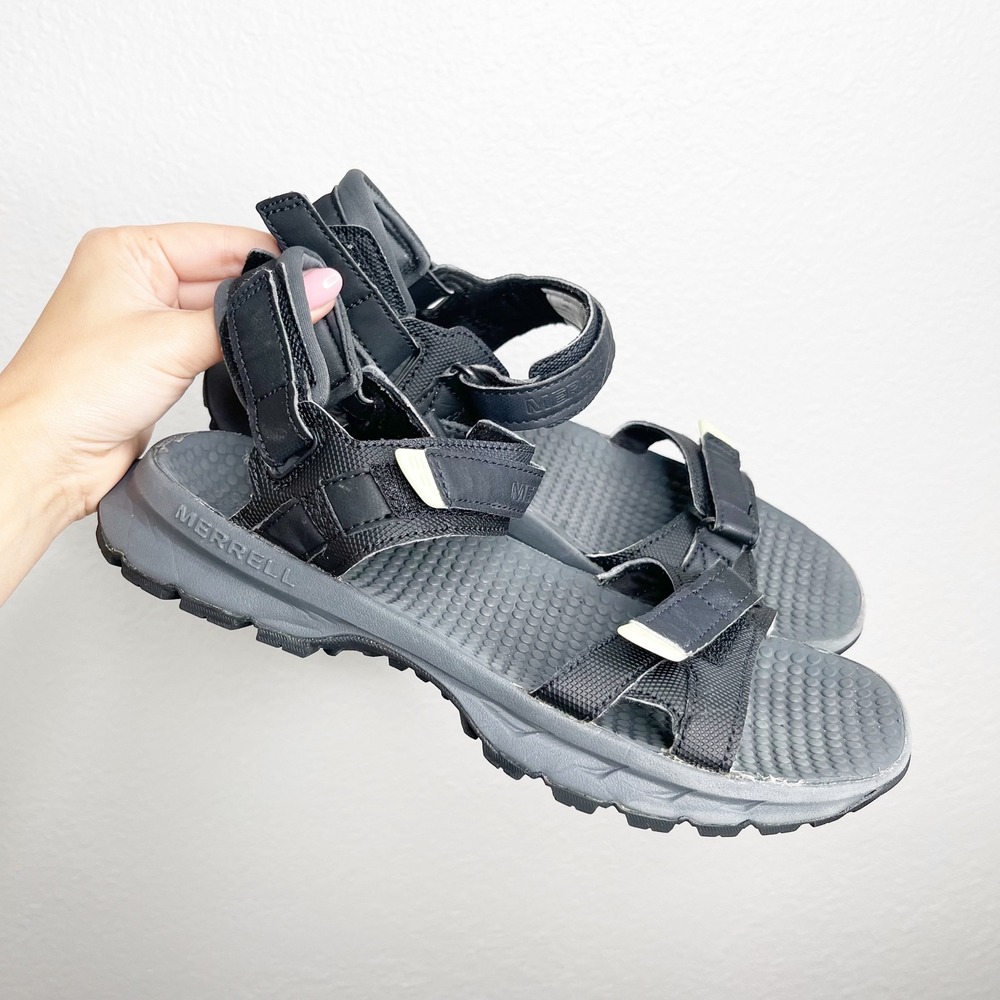 Merrell Womens Black Grey Hiking Sandals Strappy Adjustable Sporty 8